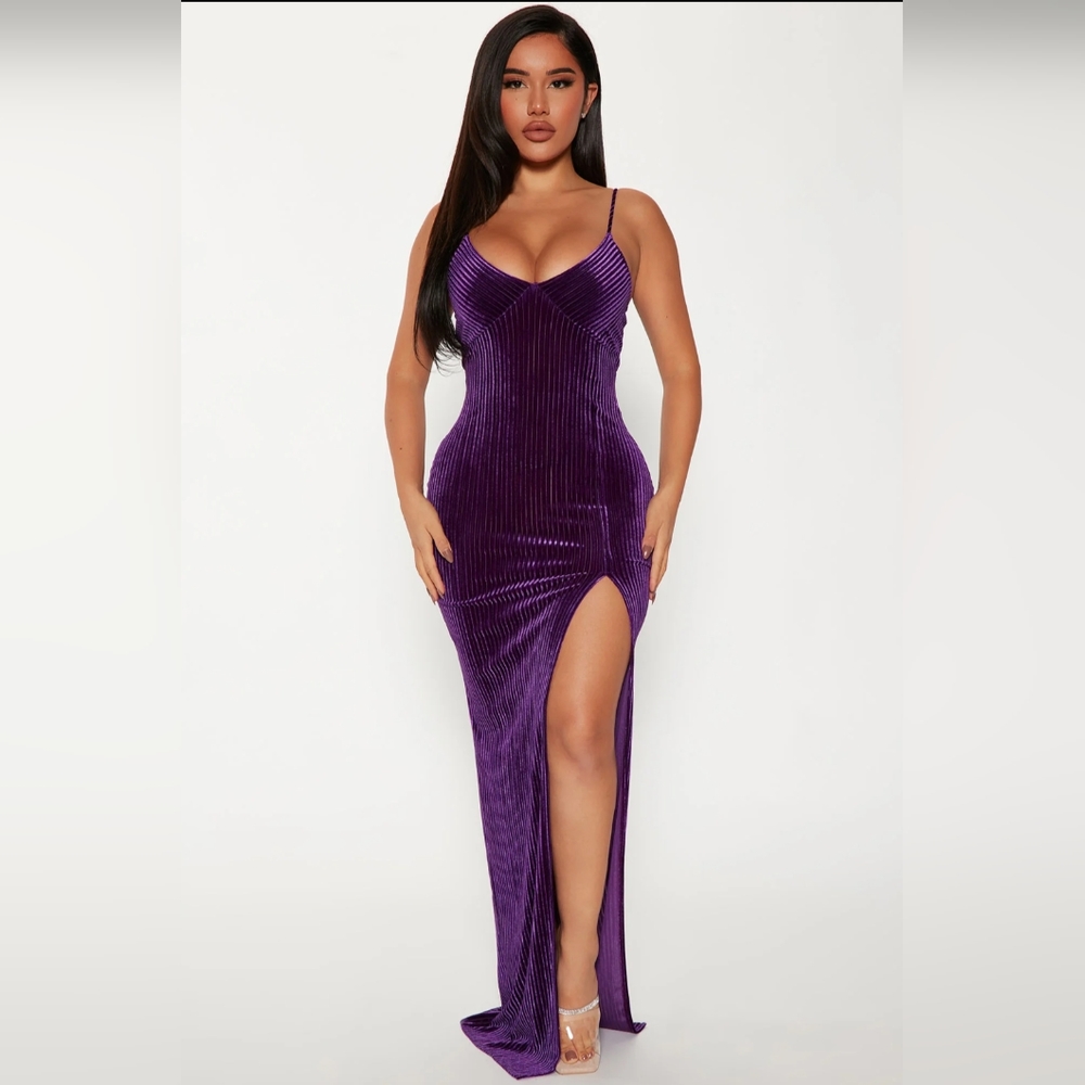 Velvet purple maxi dress